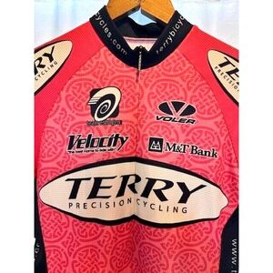 Women's Verge Cycling Jersey Size Small Bike Pink Navy 3 Back Pockets Elastic